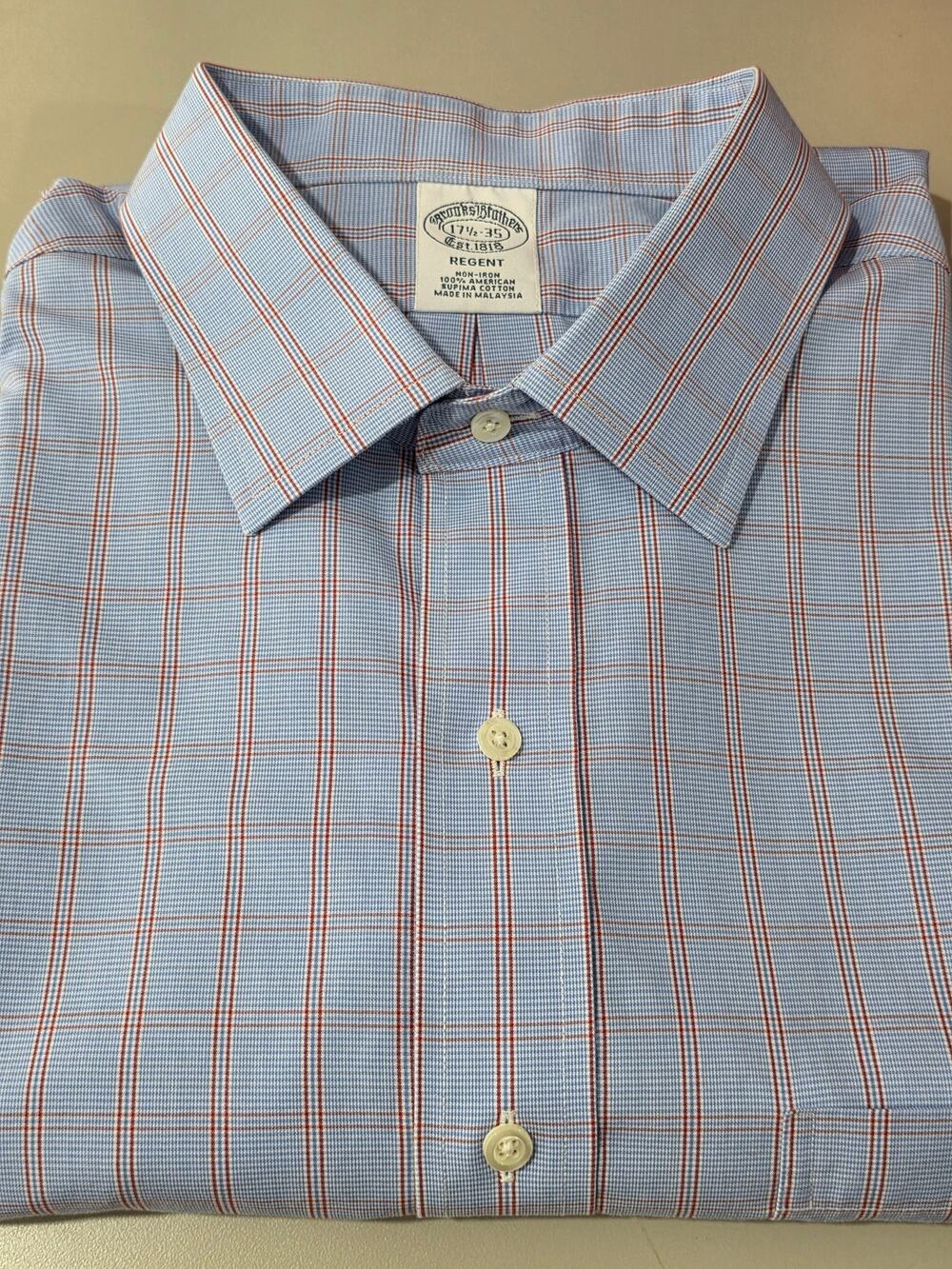 Brooks Brothers blue orange plaid long sleeve button down shirt - 17.5 - career